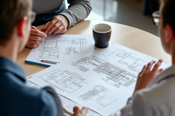 Architecte présentant des esquisses à un client