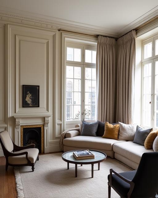 Salon d'un appartement haussmannien rénové